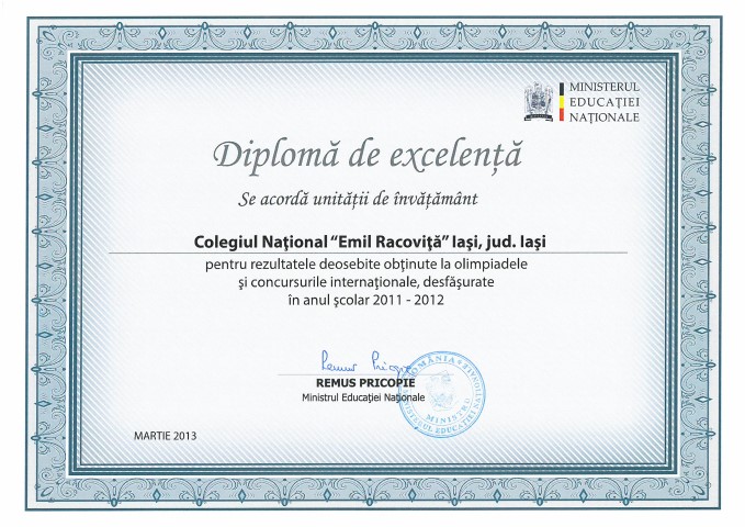 Diploma de excelenta